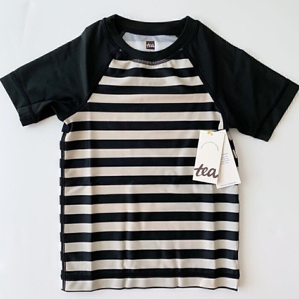NWT Tea Collection Short Sleeve Boy Swim Rash Guard, Size 2 Years 2T